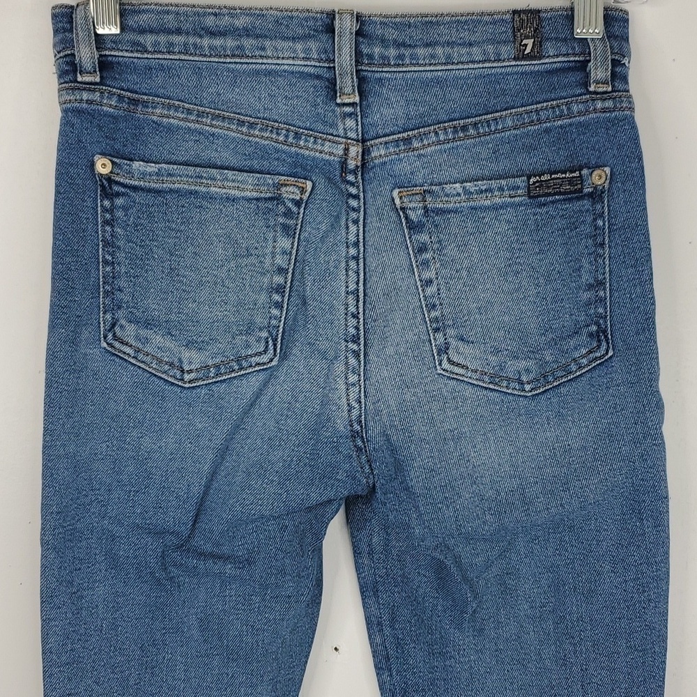 7Fam Luxe Vintage High Waist Ankle Skinny Jeans Metallic Side Stripe Womens 25 - Picture 6 of 12
